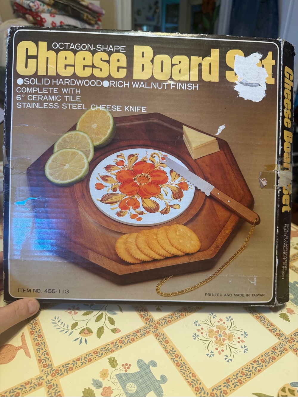 vintage 1970s octagon-shape cheese board set